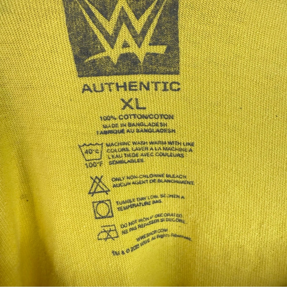 WWE T-shirt wrestle fighting yeah graphic red black Yellow Authentic T-Shirt - Picture 9 of 10